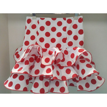 FALDA FLAMENCA CORTA LUNARES ROJOS GRANDES V19. - Bebé