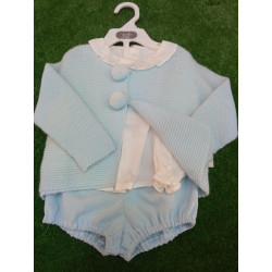 CONJUNTO BABY AZUL CON JERSEY Y POMPONES 3p yoedu  0200 INV20