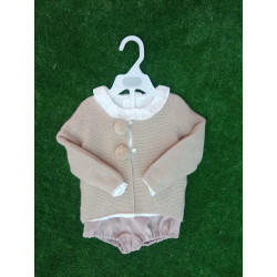 CONJUNTO BABY CAMEL CON JERSEY Y POMPONES 3p yoedu  0200 INV20