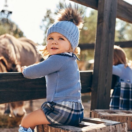 Gorro y bufanda Pompom Pelo Natural JULIANA J4177 - Bebé Gallardo