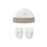 Conjunto de bebé gorro y manoplas Cosmic crudo